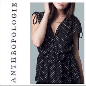Polka Dot Faux Wrap Blouse